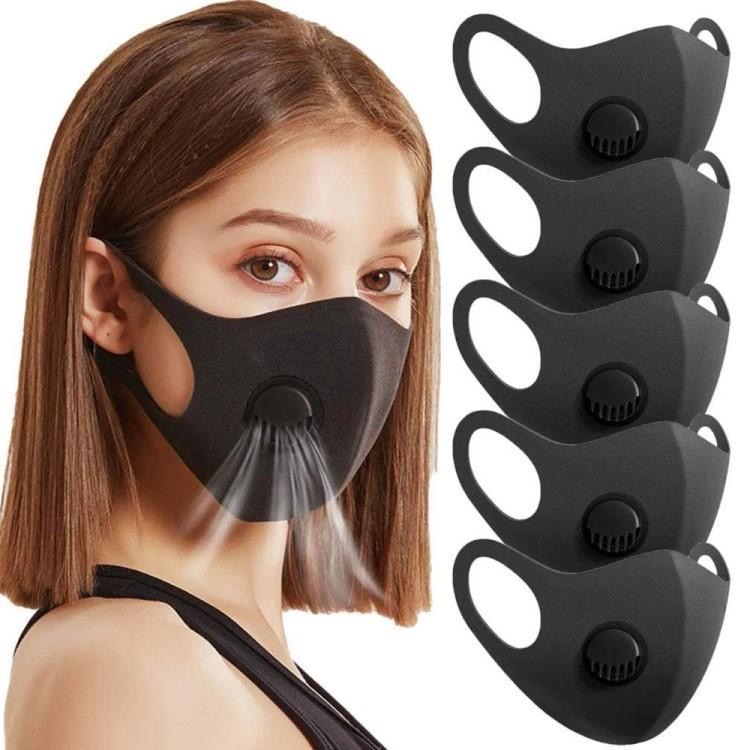 5 Reusable Washable 100 Cotton FACE MASK WITH Vent And Filter